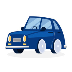 Funny blue car design flat vector illustration