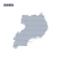 Dotted map of Uganda isolated on white background.