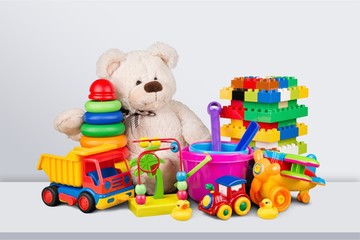 Bear and clorful toys