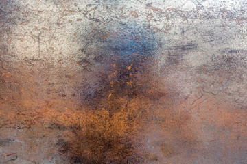 Old rusty concrete for background. Whire, orange and blue concrete texture