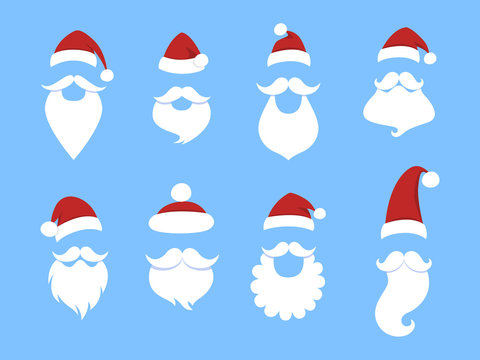 Set of funny cute Santa Claus masks