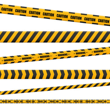 Lines isolated. Warning tapes. Caution. Danger signs. Vector illustration.