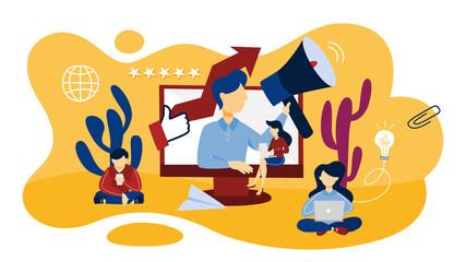 Fototapeta premium Online PR concept illustration. Management and marketing strategy