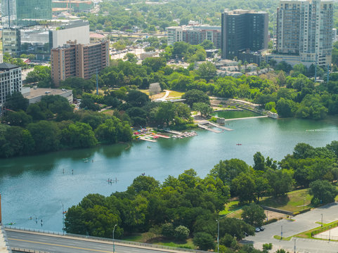Colorado River Austin Texas aerial image