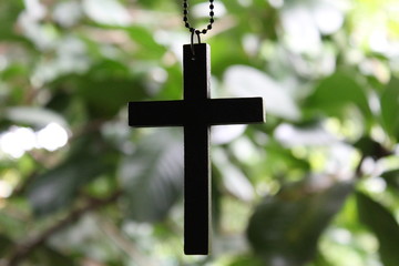 Wooden Christian cross background. Christianity symbol. Christianity Concept. Faith hope love concept.