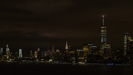 Aerial night image of New York City Manhattan at night