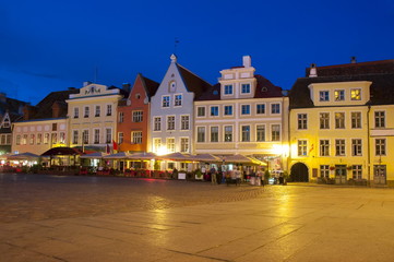 Tallinn market square at night, Estonia