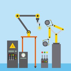 industrial welding robotic arm tyre car computer machine