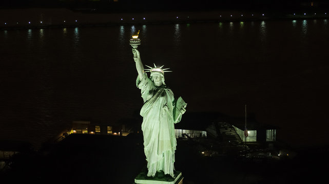 Aerial photo of the Statue of LIberty telephoto lens shot