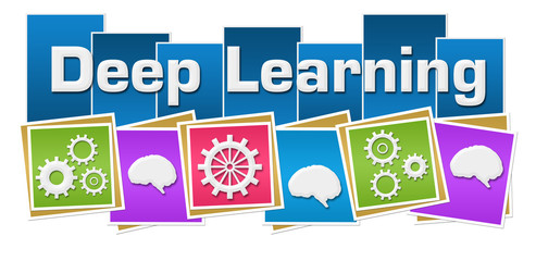 Deep Learning Colorful Squares Gears Brain Bottom 