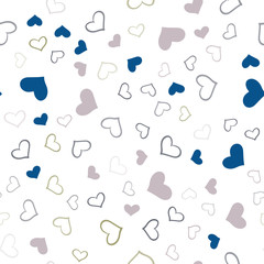 Light Blue, Yellow vector seamless background with hearts.
