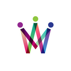 letter M W people business logo