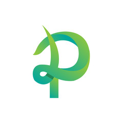 Letter P color green logo