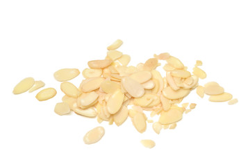 Sliced almond on white background - isolated
