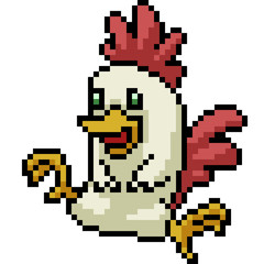 Fototapeta premium vector pixel art chicken sit