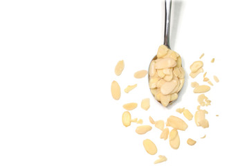 Sliced almond on white background - isolated
