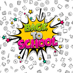 Back to school comic text pop art