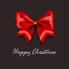 Merry Christmas red satin silk gift bow