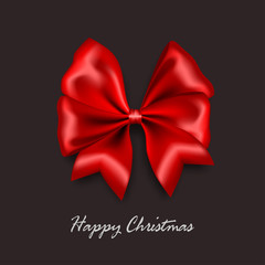 Merry Christmas red satin silk gift bow