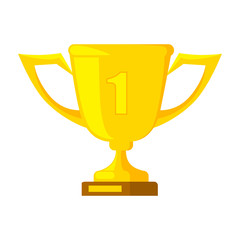 Golden trophy cup with number one on it