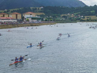 Ribadesella. Descenso del sella. Fiesta de las Piraguas. Asturias, España