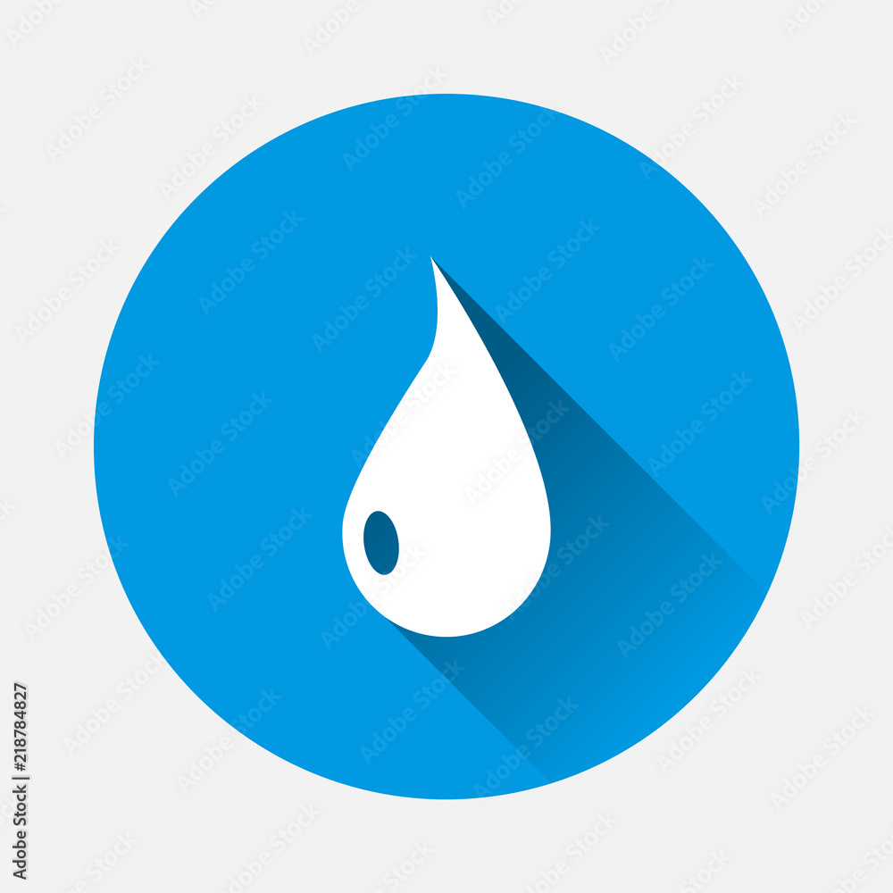 Poster vector drop icon on blue background. flat image drop with long shadow. layers grouped for easy editi