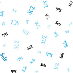 Light BLUE vector seamless cover with symbols of 30% sales.