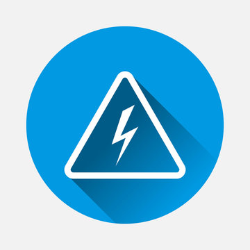  Vector electricity icon on blue background. Flat image electricity with long shadow.  Layers grouped for easy editing illustration. For your design.