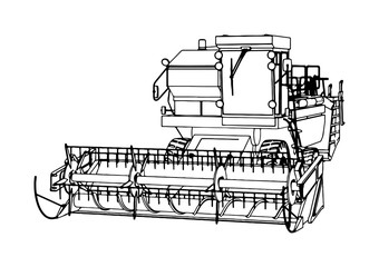 sketch combine harvester vector