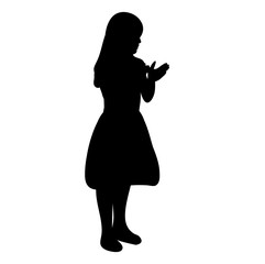 a white background silhouette little girl