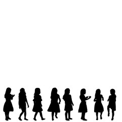  isolated silhouette children little girls