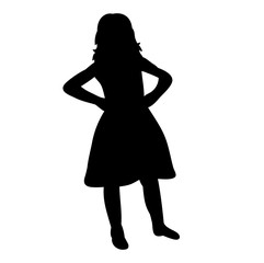  isolated silhouette of baby, little girl in dress