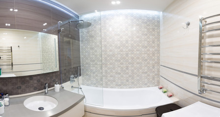 Modern bathroom with shower and a sink