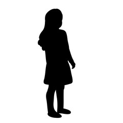 vector, isolated, silhouette of children, little girl is standing