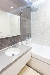 Modern bathroom with shower and a sink