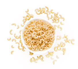 Plate of gluten free pasta, isolated on white