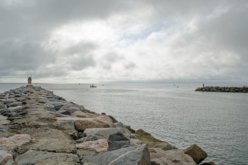 Fototapeta na wymiar Pathway madeup of stone at beach