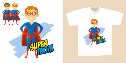 Superhero Woman Supermom Cartoon character Vector illustration