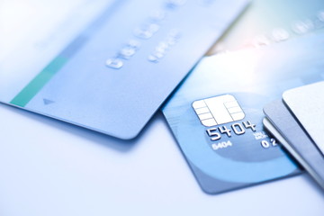 Finance concept,Selective focus microchip on Credit card or Debit card.