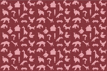 Textured background with silhouettes for puzzle tangrams