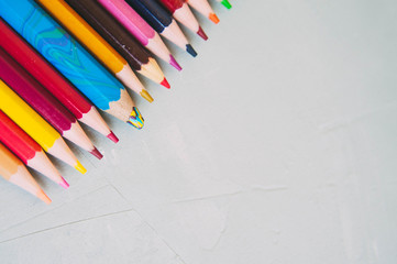 color pencil with different color on white background