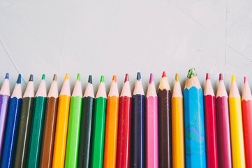 color pencil with different color on white background