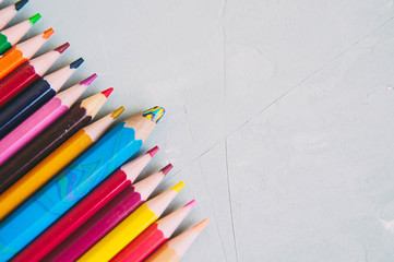 color pencil with different color on white background