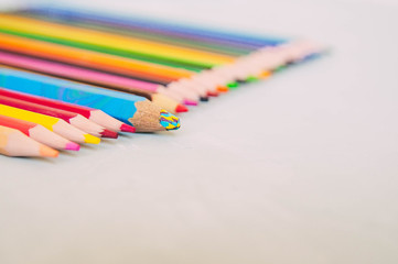 color pencil with different color on white background