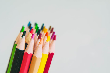 color pencil with different color on white background