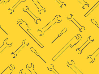 Seamless pattern with spanner. Wrench, adjustable wrench tools. Vector illustration