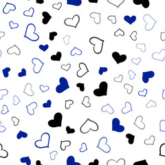 Fototapeta na wymiar Dark BLUE vector seamless pattern with colorful hearts.