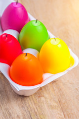 Top view of a close-up on a colored candle