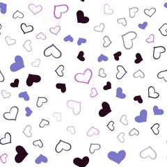 Light Blue, Red vector seamless template with doodle hearts.