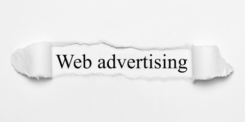 Web advertising on white torn paper